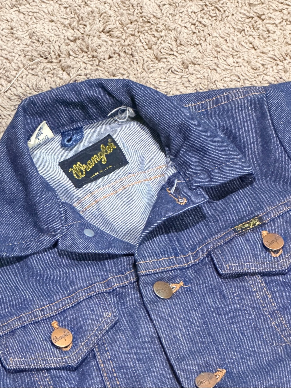 Vintage 70s Wrangler Youth Boys Sz 8 Denim Jacket USA Honda Motorcycle Patch